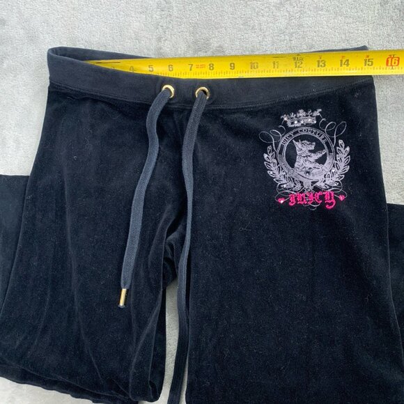 Vintage Juicy Couture Sweatpants Women Medium Velour Low Rise Flare Y2K USA - Picture 7 of 11